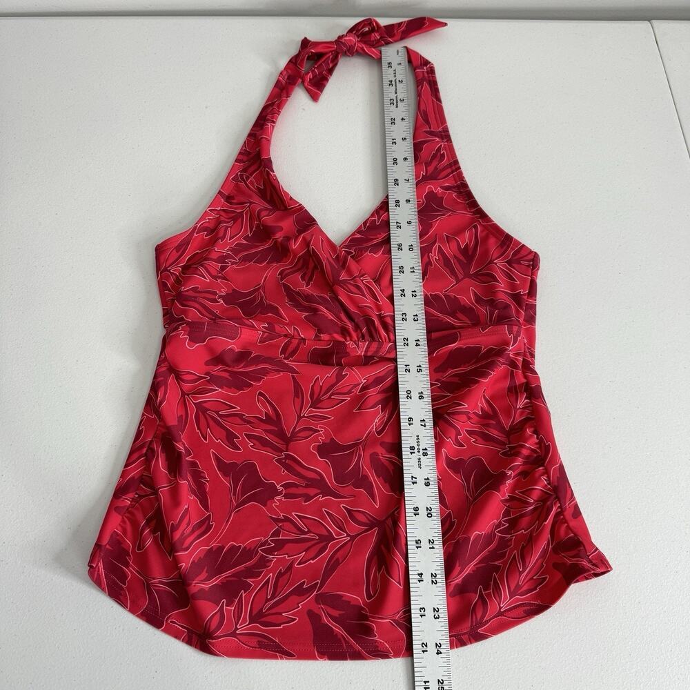 Lands' End Womens Swimwear S Pink Surplice Halter Tankini High Waisted Two Piece - Picture 5 of 13
